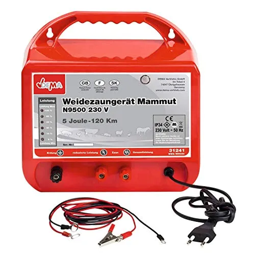 DEMA Weidezaungerät Mammut N9500 - Medizinische Geräte & Verbrauchsmaterialien – Leistungsstarkes 230V Netzgerät mit einer Zaunlänge von bis zu 120 km, ideal für die sichere Haltung von Pferden, Rindern und weiteren Tieren.