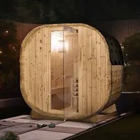 HOME DELUXE Outdoor Sauna CUBE M - Outdoor Sauna CUBE M aus robustem Fichtenholz, bietet langlebige Qualität und ist ein Blickfang für deinen Garten. Genieße langanhaltende Wärme und entspannende Momente im Freien.