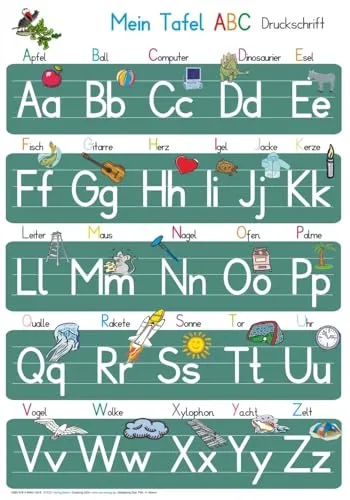 Mein Tafel-ABC in Druckschrift - Abwaschbares Lernposter 70 x 100cm - Großes Lernposter in Druckschrift, abwaschbar und ideal für den Unterricht. Fördert spielerisches Lernen mit klaren Buchstaben für Kinder. Perfekt für Klassenzimmer und Zuhause.