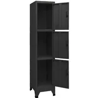 vidaXL Schließfachschrank Schwarz 38x45x180 cm - Werkstatteinrichtung, langlebiger Stahl mit 3 abschließbaren Türen für sichere Aufbewahrung und optimale Organisation durch Namensschildhalter.