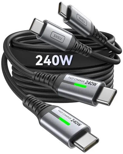 INIU 240W USB C Kabel, [2 Stück 1M] PD Schnellladekabel USB C auf USB C Kabel, Nylon Geflochten Ladekabel USBC für iPhone 17 16 15 Pro Max Samsung Galaxy S25 S24 Ultra Pixel 9 iPad Pro MacBook Air