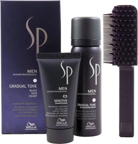 Wella SP Men Gradual Tone Black 60 ml - Haarfarbe für Männer, ermöglicht eine stufenweise Rückkehr zur Naturhaarfarbe ab 70% Grauanteil, pflegt das Haar mit Vitamin C und aeroben Pigmenten.