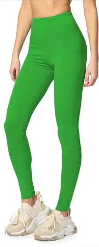 Merry Style Leggings Damen Baumwolle für das ganze Jahr Bequeme Leggings Blickdicht Damen Ideal für Yoga Sport Gym und Freizeit MS10-198 (Grün,S)