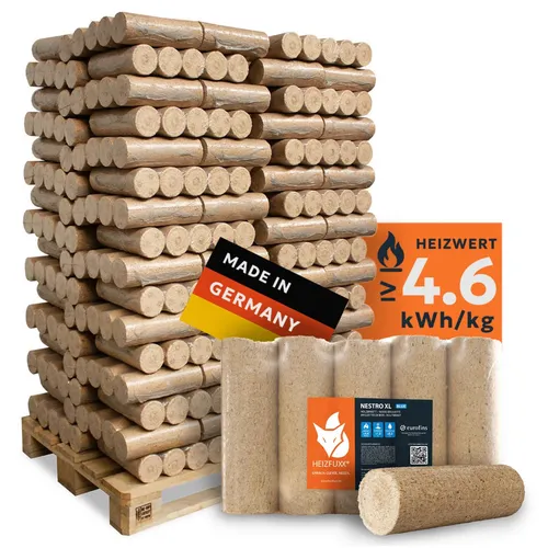 HEIZFUXX Holzbriketts Nestro XL Blue, 960 kg - Brennstoffe, hochwertige Holzbriketts für effiziente und umweltfreundliche Wärme, geliefert auf einer praktischen Einwegpalette.