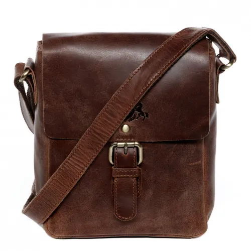 SID & VAIN Umhängetasche ORLANDO - Elegante Cross-Body Bag aus echtem Leder - Umhängetaschen aus handgefertigtem, hochwertigem Leder in braun-cognac, ideal für Herren und Damen, mit verstellbarem Schultergurt für optimalen Tragekomfort.