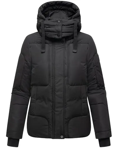 NAVAHOO "Zauberlicht 14" Damen Steppjacke, Gr. M, schwarz - Funktionsjacke mit wasser- und windabweisendem Obermaterial und kuscheligem Fleece-Futter – ideal für kalte Tage. Abnehmbare Kapuze und hohe Bewegungsfreiheit für stilvolle Winter-Outfits.