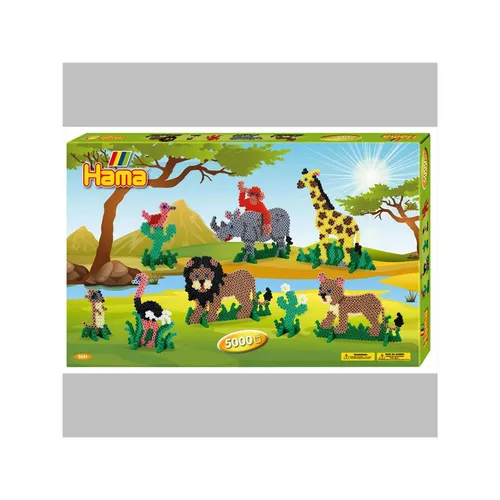 Hama Perlen 3041 Geschenk-Set Safari - ca. 5.000 bunte Midi Bügelperlen, fördert Kreativität und Feinmotorik für Kinder ab 5 Jahren