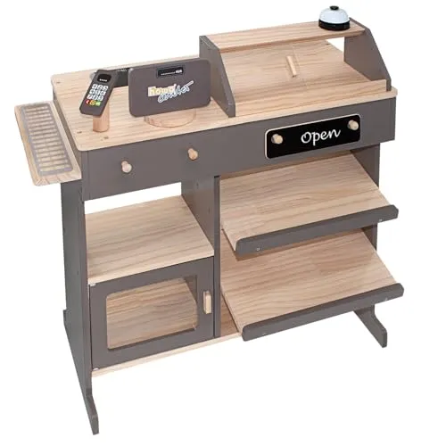 howa Kaufladen - Holz Kaufmannsladen mit Spielkasse und Zubehör - Stabiler Holz-Kaufmannsladen mit Spielkasse, Kartenleser und Kreidetafel. Ideal für kreatives Rollenspiel und fantasievollen Spielspaß im Kinderzimmer. Perfekte Größe für Kinder ab 3 Jahren.