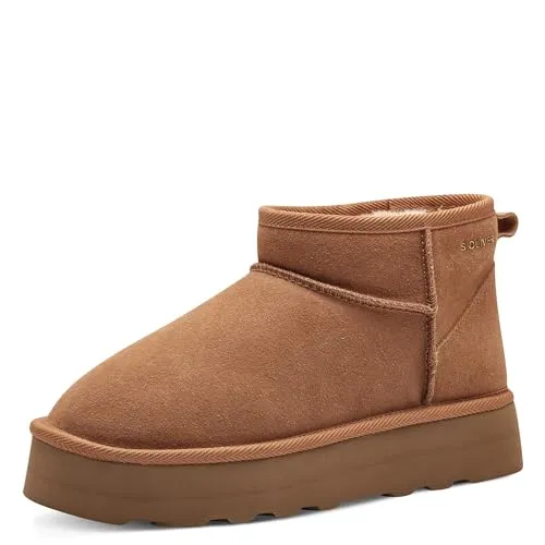 s.Oliver Veloursleder Stiefelette braun 40 EU - Wanderschuhe aus hochwertigem Veloursleder, ideal für Casual-Looks mit 4 cm Blockabsatz und bequemem Schlupfschuh-Design.