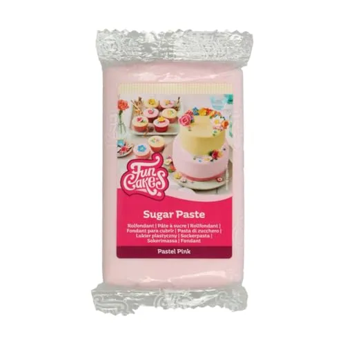 FunCakes Rollfondant Pastellrosa: Einfach zu verwenden, glatt, flexibel, weich und biegsam, perfekt zum Dekorieren von Kuchen, halal, koscher und glutenfrei, 250 g