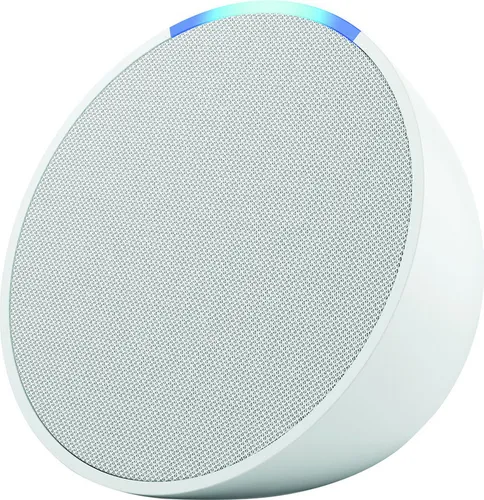 Amazon Echo Pop - Rund, Weiß, mit Alexa Sprachsteuerung - Lautsprecher mit integriertem Amazon Alexa für einfache Sprachsteuerung, ideal für Musikstreaming über Deezer und Spotify, kabellos und kompakt.