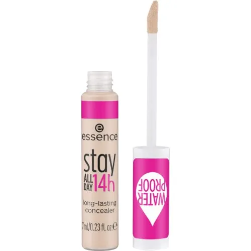 essence stay ALL DAY 14h long-lasting concealer, Nr. 10, Nude, langanhaltend, abdeckend, Expressergebnis, natürlich, matt, vegan, wasserfest, ohne Parfüm, ohne Alkohol, 1er Pack (7ml)