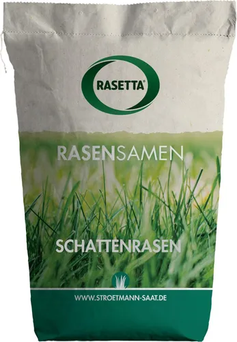 Rasetta Schattenrasen Saatgut 10 kg für ca. 400 m² - Optimale Schattenrasenmischung für dichte Grasnarbe auf schattigen Flächen. Mit reduziertem Pflegebedarf und Moosverhinderung ideal für pflegeleichte Gärten.