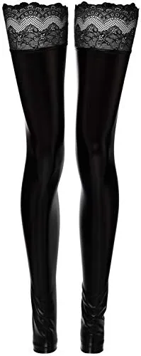 Noir Handmade F135 Powerwetlook Superstar Strümpfe, Größe 3XL
