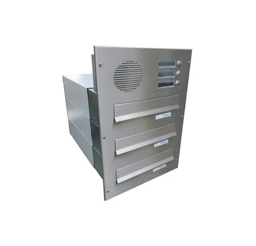 Letterbox24 BV Serie Edelstahl Mauerdurchwurf Briefkastenanlage - Hochwertige Briefkastenanlage aus Edelstahl mit Sprechsieb, ideal für sichere und bequeme Briefzustellung.