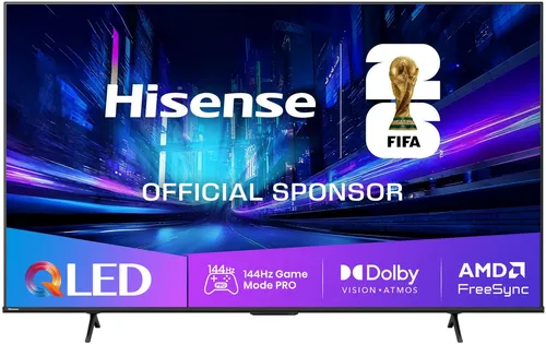 Hisense 55E77Q PRO QLED-Fernseher - 55 Zoll 4K Ultra HD Smart-TV - Fernseher mit 55 Zoll QLED-Technologie, 144 Hz Bildwiederholfrequenz und Smart-TV-Funktionen für ein beeindruckendes Seherlebnis.