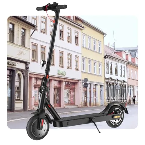 E Scooter mit Straßenzulassung - ABE Elektroroller bis 120kg, 30 km Reichweite - Elektroscooter mit 350W Motor, 20 km/h und LED-Beleuchtung. Ideal für sicheres Fahren dank dualem Bremssystem und pannensicheren Wabenreifen.