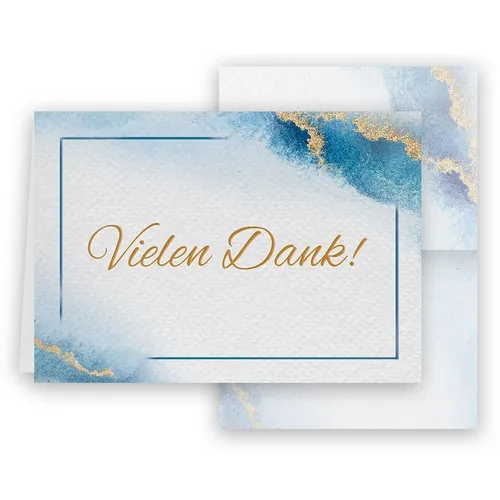 Dankeskarten Blau Set "Sanfte Brise" mit Umschlägen Dankeskarte Klappkarten 10