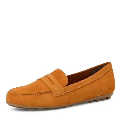 Tamaris Damen Slipper Mokassin Leder TOUCHit Fußbett - Orange - Größe 40 - Halbschuhe im modernen Penny Loafer Design mit gepolstertem TOUCHit-Fußbett für höchsten Tragekomfort. Ideal für Uni, Job oder Freizeit!