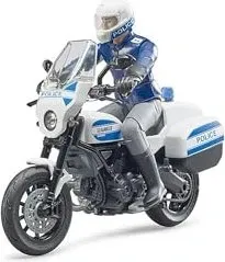 bworld Scrambler Ducati Polizeimotorrad - Modellfahrzeug - Spielzeug für Kinder ab 4 Jahren, detailliertes Polizeimotorrad-Modell aus robustem Kunststoff für kreatives Spielen und Sammeln.