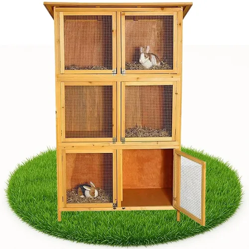 Mucola Kleintierkäfig Hasenkäfig XXL mit 6 Boxen - Käfige für Outdoor und Indoor, ideal für Kaninchen und Kleintiere mit 6 großzügigen Boxen für viel Platz und Komfort.