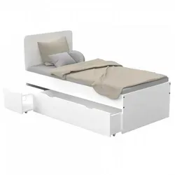 Weber Industries Bett Zenia 90x190 cm, Weiß mit Schublade und Nachttisch - Praktisches Einzelbett Zenia mit integrierter Schublade und Nachttisch. Optimieren Sie den Platz im Kinderzimmer mit cleverem Design und hochwertiger Verarbeitung. Höhe: 45-80 cm.