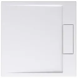 doporro Duschtasse Duschwanne 80x80x4 flach Mineralguss - Duschwanne aus hochwertigem Mineralguss in elegantem Weiß, ideal für bodengleiche Montage. Integriertes Gefälle sorgt für optimalen Wasserabfluss, perfekt für moderne Badezimmer.