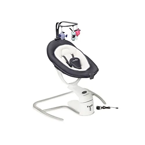 Babymoov Babyschaukel Swoon Motion Zink - 8 Melodien & 360° drehbar - Babywippe mit 5 Wiegegeschwindigkeiten und 2 Schaukelrichtungen, perfekt für Neugeborene dank 3-fach verstellbarer Rückenlehne und bequemem Sitzverkleinerer. Inkl. Bewegungssensor für zusätzlichen Komfort.