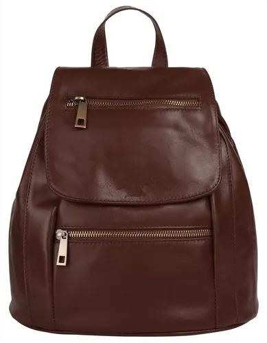 Samantha Look Cityrucksack aus echtem Leder - Made in Italy, braun - Eleganter Rucksack aus 100% Rindleder, ideal für stilbewusste Stadtmenschen. Mit verstellbaren Schultergurten und praktischen Fächern für Handy und mehr.