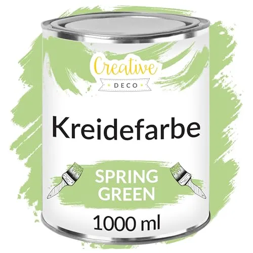 Creative Deco Kreidefarbe Kreidefarbe für Möbel Möbelfarbe Landhaus Vintage Matt Abwaschbar, auf Wasserbasis, Wisch-Effekt Gradient-Effekt möglich grün