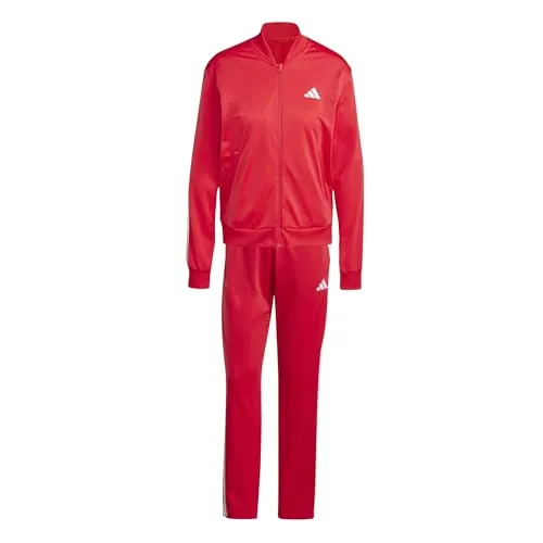 adidas Sportswear Trainingsanzug W ESS 3S TS (2-tlg) rot XXL - Trainingsbekleidung für Damen, sportlicher Look in Pure Ruby/White, aus 100% Polyester, ideal für Laufen und komfortabel in der REGULAR Passform.