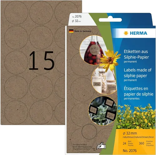 HERMA Vielzweck-Etiketten Silphie Durchmesser: 32 mm braun 360 Etiketten