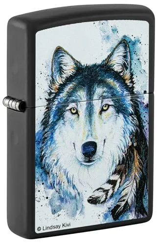 Zippo Benzin-Feuerzeug Schwarz Lindsay Kivi Wolf 60006987, unbefüllt