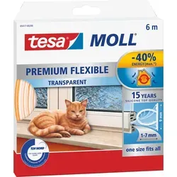tesa tesamoll Premium Flexible Fenster-Dichtungsband 9,0 mm x 6,0 m - Gewebebänder - Selbstklebend, hitzebeständig und alterungsbeständig, ideal zur Wärmedämmung und Heizkostenersparnis für Fenster.