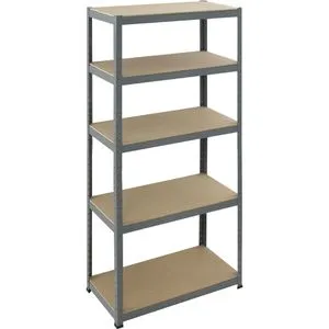 pro-bau-tec 10074 Schwerlaststeckregal 265 kg - Lagerregal mit TÜV/GS Süd geprüften Stecksystem, schraubenlos montierbar und umbaubar zur Werkbank. Ideal für hohe Tragkraft mit 5 MDF-Einlegeböden.