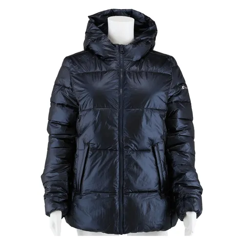 Champion Übergangsjacke mit Kapuze (Hooded) navy Damen - Funktionsjacke für die Übergangszeit, mit stylischer Farbblock-Optik, Kapuze und gefüttertem Design. Ideal für wechselhaftes Wetter, ausgestattet mit 2 Reißverschlusstaschen.