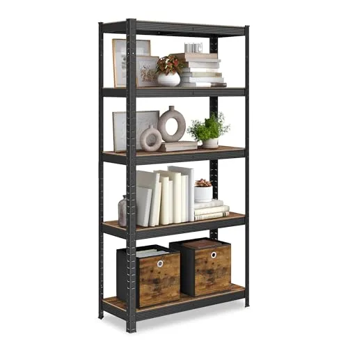 SONGMICS Standregal mit 5 Ablagen – Vintage-Design, 650 kg belastbar - Standregal im Industrie-Design mit 5 verstellbaren Ablagen, ideal für Küche oder Wohnzimmer. Robust bis 650 kg, bietet Flexibilität und Stil in jedem Raum.