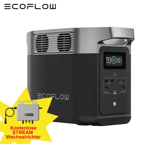 EcoFlow DELTA 2 Powerstation 1024Wh - Ultrastarke 1800W AC-Leistung, blitzschnelles Laden und umweltfreundlich für flexible Stromversorgung