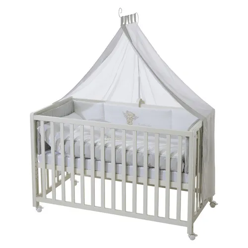 Babybett ROBA "Room bed - Dekor Heartbreaker" - Babybett für eine vielseitige Nutzung als Beistell-, Kinder- oder Juniorbett. Mit höhenverstellbarem Lattenrost und süßem Teddydesign - ideal für ein gemütliches Kinderzimmer!