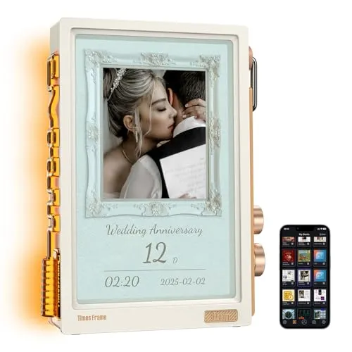 Divoom Times Frame – transparenter digitaler Bilderrahmen (10,1-Zoll) mit WLAN und 64 GB, IPS-Display mit Schweb-Effekt und RGB-Drehknopf, 400+ Zifferblätter, Widgets und Pixel-Art-Community (weiß)