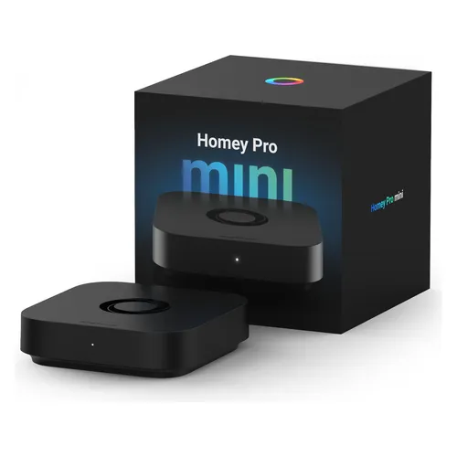 Homey Pro mini - Schwarz, kompakte Smart Home Zentrale - Entdecke die kompakte Smart Home Zentrale mit maximaler Konnektivität durch 8 Protokolle. Lokale Steuerung schützt Deine Privatsphäre und ermöglicht durch Apps und Community-Support eine individuelle Erweiterung.