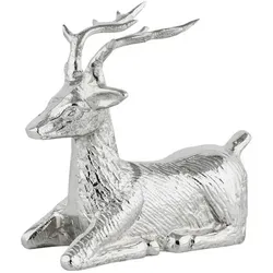 Marrakesch Dekofigur Hirsch Silber 19cm – Handarbeit aus Aluminium - Elegante Dekofigur eines Hirsches aus hochwertigem Aluminium in Silber, handgefertigt und einzigartig. Ideal für festliche Dekorationen auf Tisch oder Fensterbank, verleiht deinem Zuhause einen Hauch von Stil.