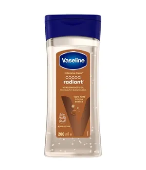 Vaseline Intensive Care Cocoa Radiant Körpergelöl 200ml - Körpergelöl mit reiner Kakaobutter und regenerierenden Ölen für intensive Feuchtigkeit. Zieht schnell ein und sorgt für ein strahlendes Hautbild – ideal für die tägliche Pflege.