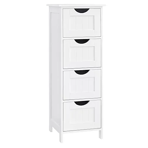 VASAGLE Badezimmerschrank mit 4 Schubladen, modern und platzsparend - Unterschränke fürs Bad: Dieser geräumige Badschrank bietet viel Stauraum bei kompakten Maßen von 30 x 30 x 82 cm und passt perfekt in jedes Zimmer.