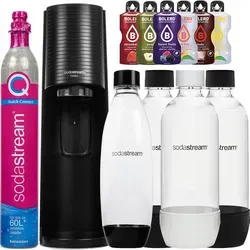 Wassersprudler SodaStream Terra Schwarz mit 3 Flaschen und Bolero - Wassersprudler für erfrischendes Sprudelwasser, inklusive 3 spülmaschinenfester Flaschen und 6 Bolero-Geschmackssorten für individuelle Erfrischung, ideal für die ganze Familie.
