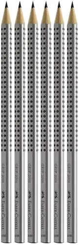 Faber-Castell 117697-6 Bleistifte GRIP 2001, Härtegrad: HB, Schaftfarbe: silber
