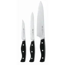 Rösle MesserSet PURA 3-tlg. – Hochwertige Küchenmesser - Messersets mit 3 ergonomisch gestalteten Messern aus rostfreiem Edelstahl, ideal für präzises Schneiden von Fleisch, Gemüse und Obst. Perfekte Balance und langanhaltende Schärfe für anspruchsvolle Köche.