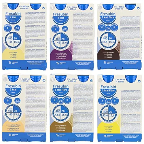 Fresenius Kabi Fresubin 2 Kcal Mischkarton mit Ballaststoffen - Ballaststoffpräparate, 6x4x200ml in 6 köstlichen Geschmacksrichtungen für eine ausgewogene Ernährung.