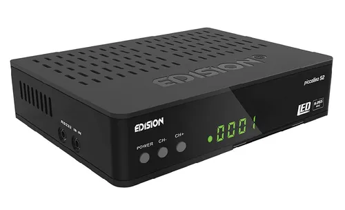 Edision Piccollino S2 202139 - Sat-Receiver mit Full HD H.264 Unterstützung, kompakt und ideal für vielseitigen TV-Genuss, inklusive App Support für YouTube und mehr.