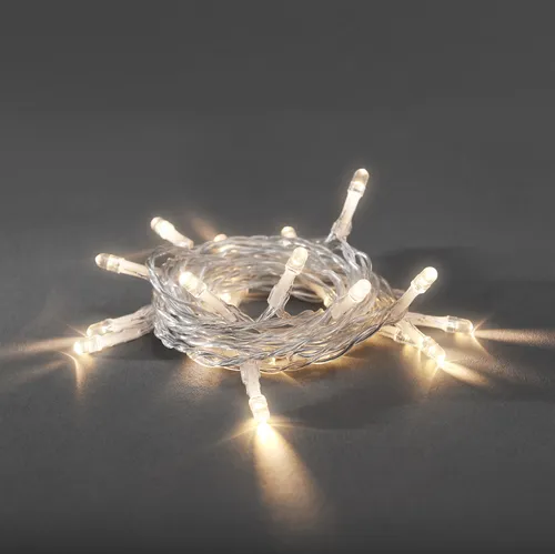 Konstsmide - LED Lichterkette, 30 warm weiße Dioden, batteriebetrieben, Innen, transparentes Kabel, 3 x AA 1.5V (exkl.); 1469-103